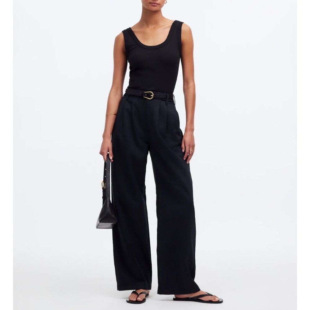 Madewell The Petite Harlow Wide-Leg Pant Black Size 00P NWT